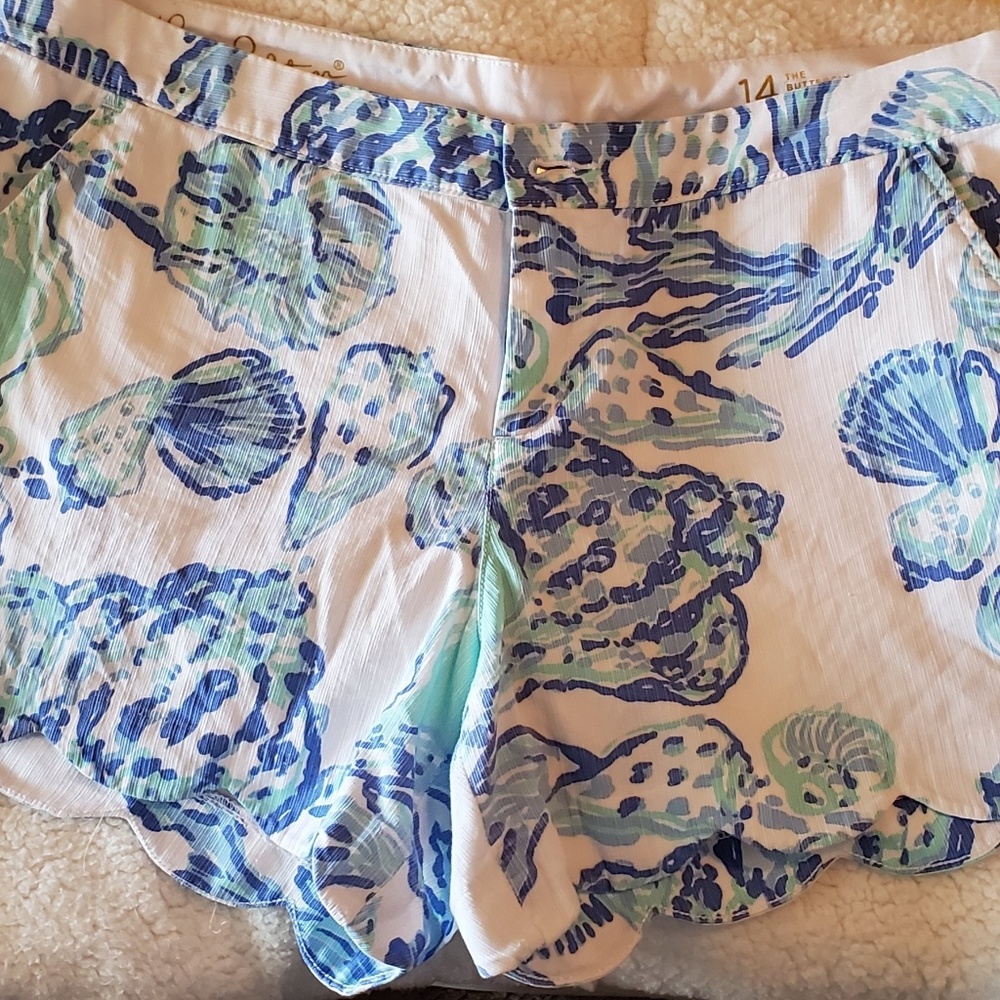 Lilly Pulitzer Blue and Green Patterned Women Shorts